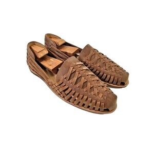 Men's 13 Nisolo Huarache Sandals Slip-On Comfort Woven Leather Slides Brown EUC‎